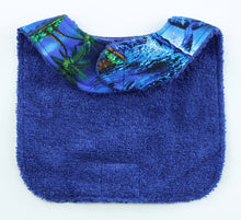 Load image into Gallery viewer, Hawaiian Baby Bib: Midnight Swim Blue