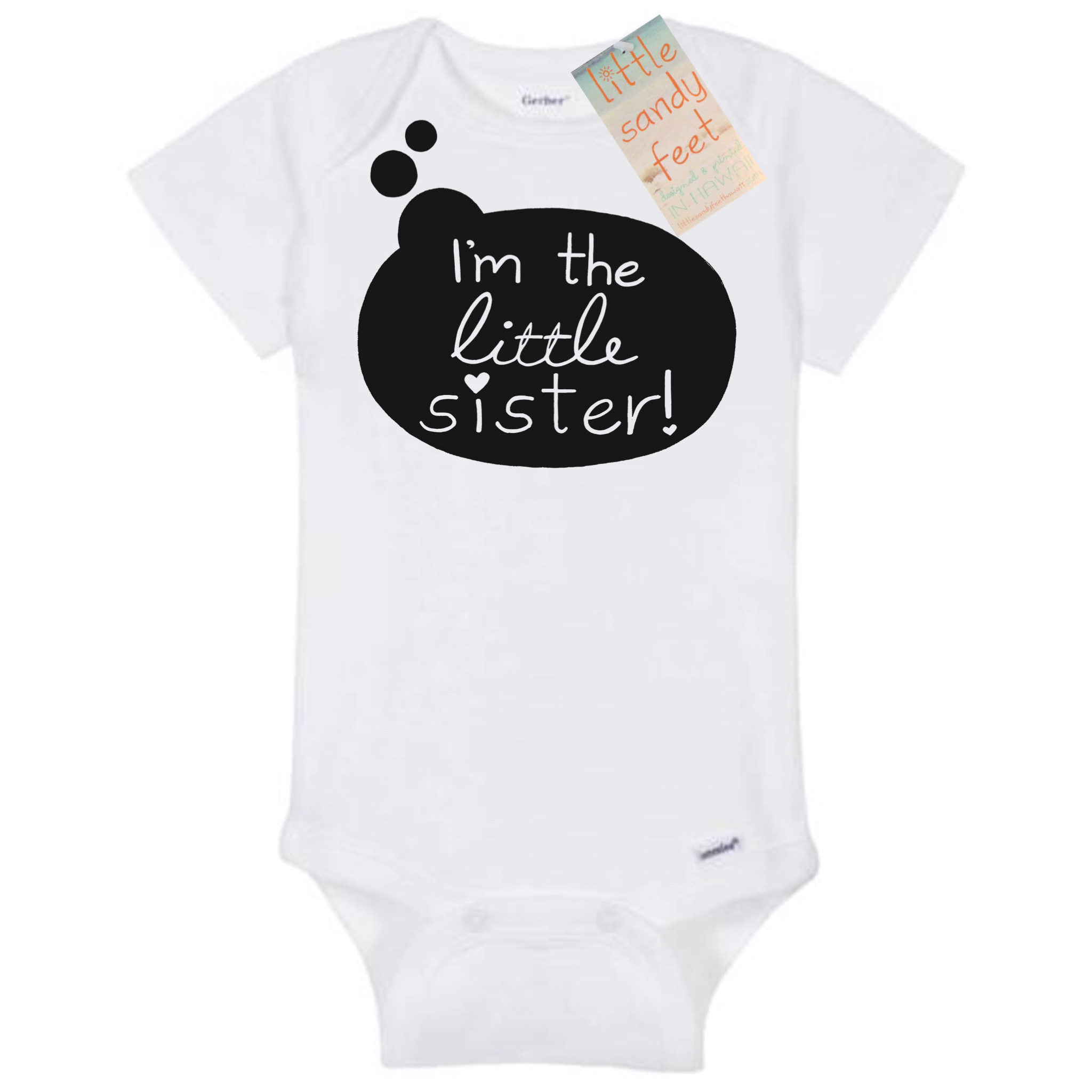 Little Sister Onesie: White – Little Turtle Hawaii